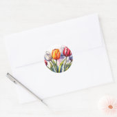 Moderne Tulip Bold Waterverf Ronde Sticker (Envelop)