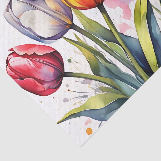 Moderne Tulip Bold Waterverf Tissuepapier (Detail)