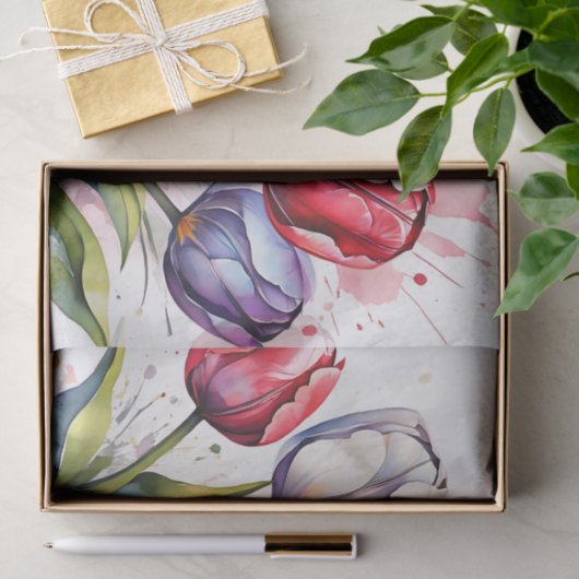 Moderne Tulip Bold Waterverf Tissuepapier (Geschenk)