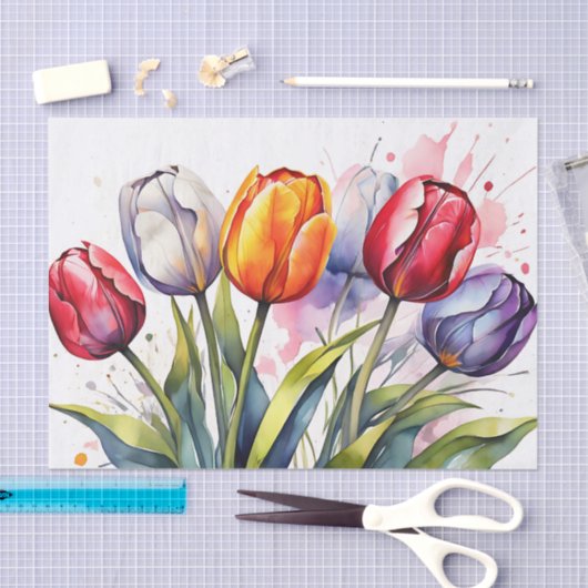 Moderne Tulip Bold Waterverf Tissuepapier (Craft)