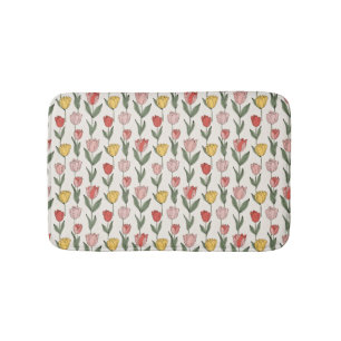 Moderne Tulp Bloemmotief Zachte Botanische Lente Badmat
