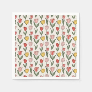 Moderne Tulp Bloemmotief Zachte Botanische Lente Servet