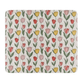 Moderne Tulp Bloemmotief Zachte Botanische Lente Snijplank