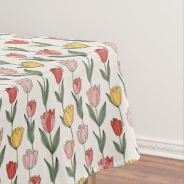 Moderne Tulp Bloemmotief Zachte Botanische Lente Tafelkleed