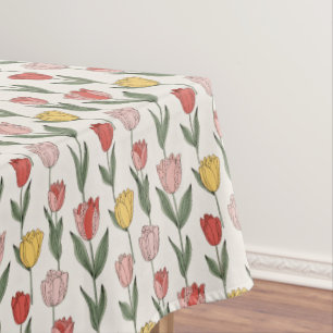 Moderne Tulp Bloemmotief Zachte Botanische Lente Tafelkleed