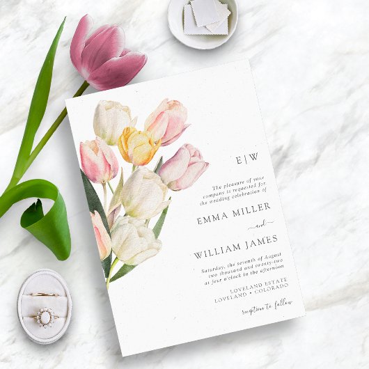Moderne Tulp Huwelijk Kaart