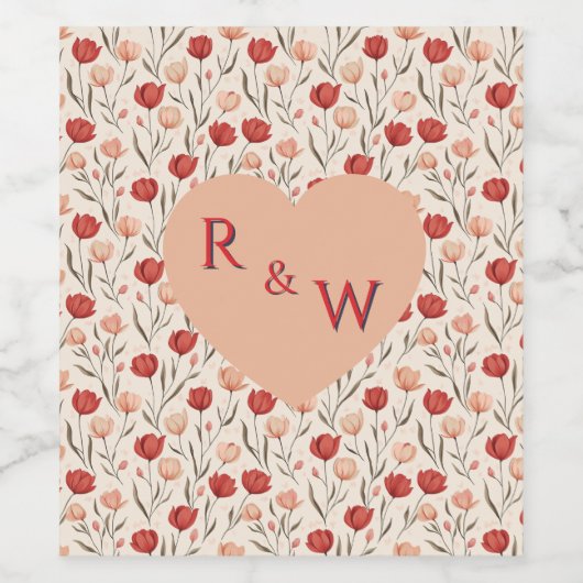 Moderne tulp Retro trouw wijnlabel Wijn Etiket (Enkel label)