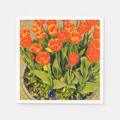 Moderne tulpen, kleurrijk sinaasappel servet (Voorkant)