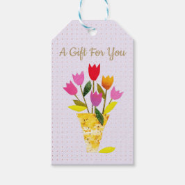 Moderne tulpen met de hand geïllustreerde lente Pa Cadeaulabel