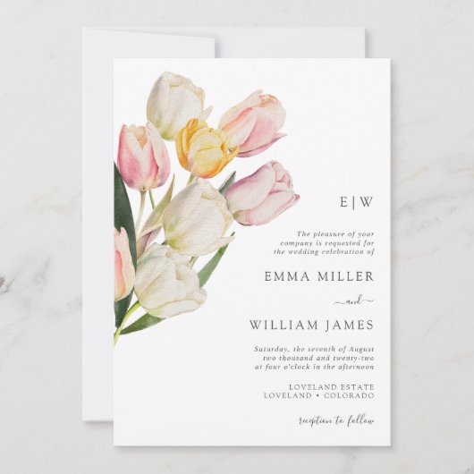 Moderne tulpenbruiloft kaart (Voorkant)