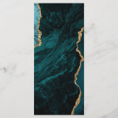 Moderne Turkoois Blauwe Gouden Agaten Bruiloft Menu (Achterkant)