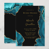 Moderne turkoois en gouden agaat stenen bruidsdouc kaart (Voorkant / Achterkant)