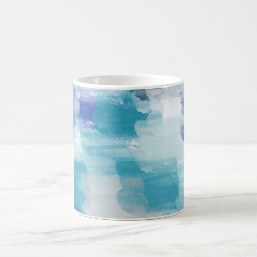 Moderne turkoois & grijze Abstracte kunst Koffiemok (Center)