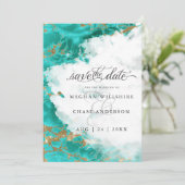 Moderne Turkoois Waterverf Geode  BarefootBride™ (Staand voorkant)