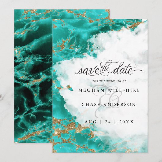 Moderne Turkoois Waterverf Geode  BarefootBride™ (Voorkant / Achterkant)