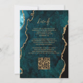Moderne Turkooisblauwe Agaat Script QR Code Trouwk Kaart (Achterkant)