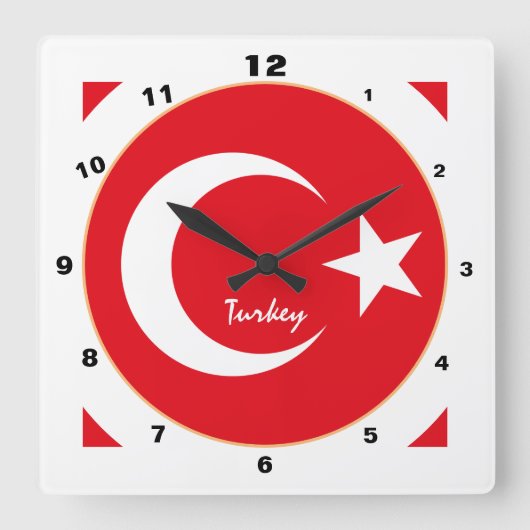 Moderne Turkse vlag, patriottisch huis van Turkije Vierkante Klok (Voorkant)