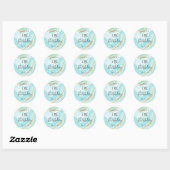 Moderne turquoise 40e verjaardag Waterverf Glitter Ronde Sticker (Vel)