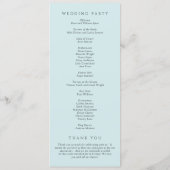 Moderne Turquoise Abstract Minimalistische Trouwda Programmakaart (Achterkant)