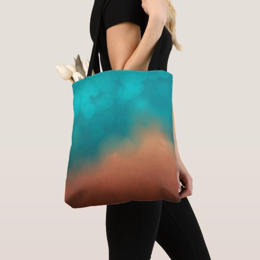Moderne Turquoise Abstracte Kunst Tote Bag (Dichtbij)