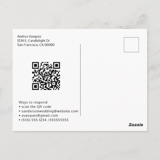 Moderne Turquoise Agaat RSVP Online QR Code Briefkaart (Achterkant)