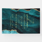 Moderne Turquoise Agate Trouwbord  Spandoek (Horizontaal)