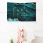 Moderne Turquoise Agate Trouwbord  Spandoek (Insitu)
