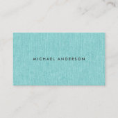 Moderne, turquoise aqua blauw, bedrukte linnen tex visitekaartje (Voorkant)
