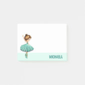 Moderne Turquoise Ballet Dancer met Tutu Post-it® Notes (Voorkant)