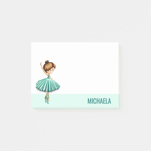 Moderne Turquoise Ballet Dancer met Tutu Post-it® Notes (Voorkant)