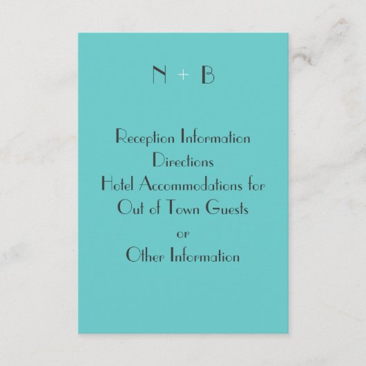 Moderne Turquoise Bijlagekaart Informatiekaartje (Voorkant)