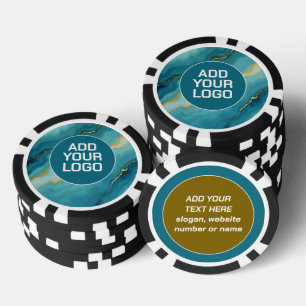 Moderne Turquoise Blau Goud Marmer Collectie Poker Chips