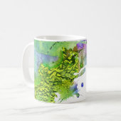 Moderne turquoise blauw groene waterverf splatter koffiemok (Voorkant links)