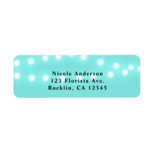 Moderne Turquoise Blauwe & Draad Lichtjes Elegant Etiket