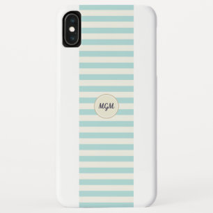 Moderne turquoise blauwe en crèmekleurige gestreep Case-Mate iPhone case