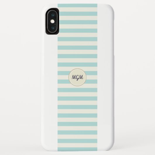 Moderne turquoise blauwe en crèmekleurige gestreep Case-Mate iPhone case (Achterkant)