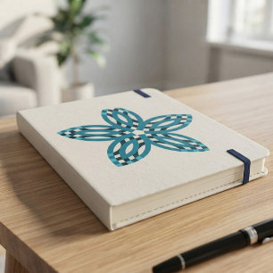 Moderne Turquoise Blauwe Geometrische Ster Bloem A Notitieboek