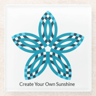Moderne Turquoise Blauwe Geometrische Ster Bloem C Glazen Onderzetter