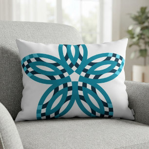 Moderne Turquoise Blauwe Geometrische Ster Bloem C Kussen