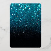 moderne Turquoise Blauwe Glitter Save the date bru Folie Uitnodiging (Achterkant)