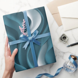 Moderne Turquoise Blauwe Golfbeweging Abstract Pat Cadeaupapier
