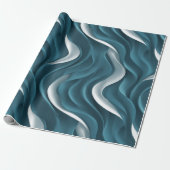 Moderne Turquoise Blauwe Golfbeweging Abstract Pat Cadeaupapier (Uitgerold)