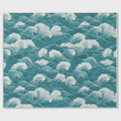 Moderne Turquoise Blauwe Golfbeweging Abstract Pat Cadeaupapier (Vlak)