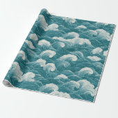 Moderne Turquoise Blauwe Golfbeweging Abstract Pat Cadeaupapier (Uitgerold)
