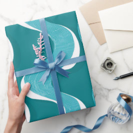 Moderne Turquoise Blauwe Golfbeweging Abstract Pat Cadeaupapier