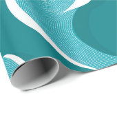 Moderne Turquoise Blauwe Golfbeweging Abstract Pat Cadeaupapier (Rol Hoek)