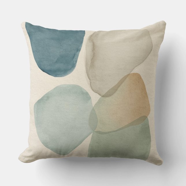 Moderne Turquoise Blauwe Salie Groene Abstracte Kl Kussen (Voorkant)