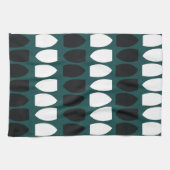 Moderne Turquoise Blauwe Witte Zwarte Geometrische Theedoek (Horizontaal)