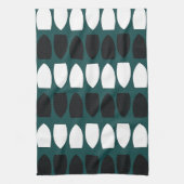 Moderne Turquoise Blauwe Witte Zwarte Geometrische Theedoek (Verticaal)