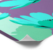 Moderne Turquoise Bloem Abstracte Poster (Hoek)